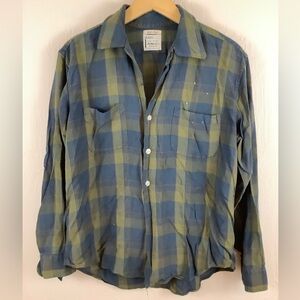 VINTAGE SEARS MILLIKEN PLAID DUAL POCKET ROCKABILLY SHIRT Lrg DISTRESSED GRUNGE